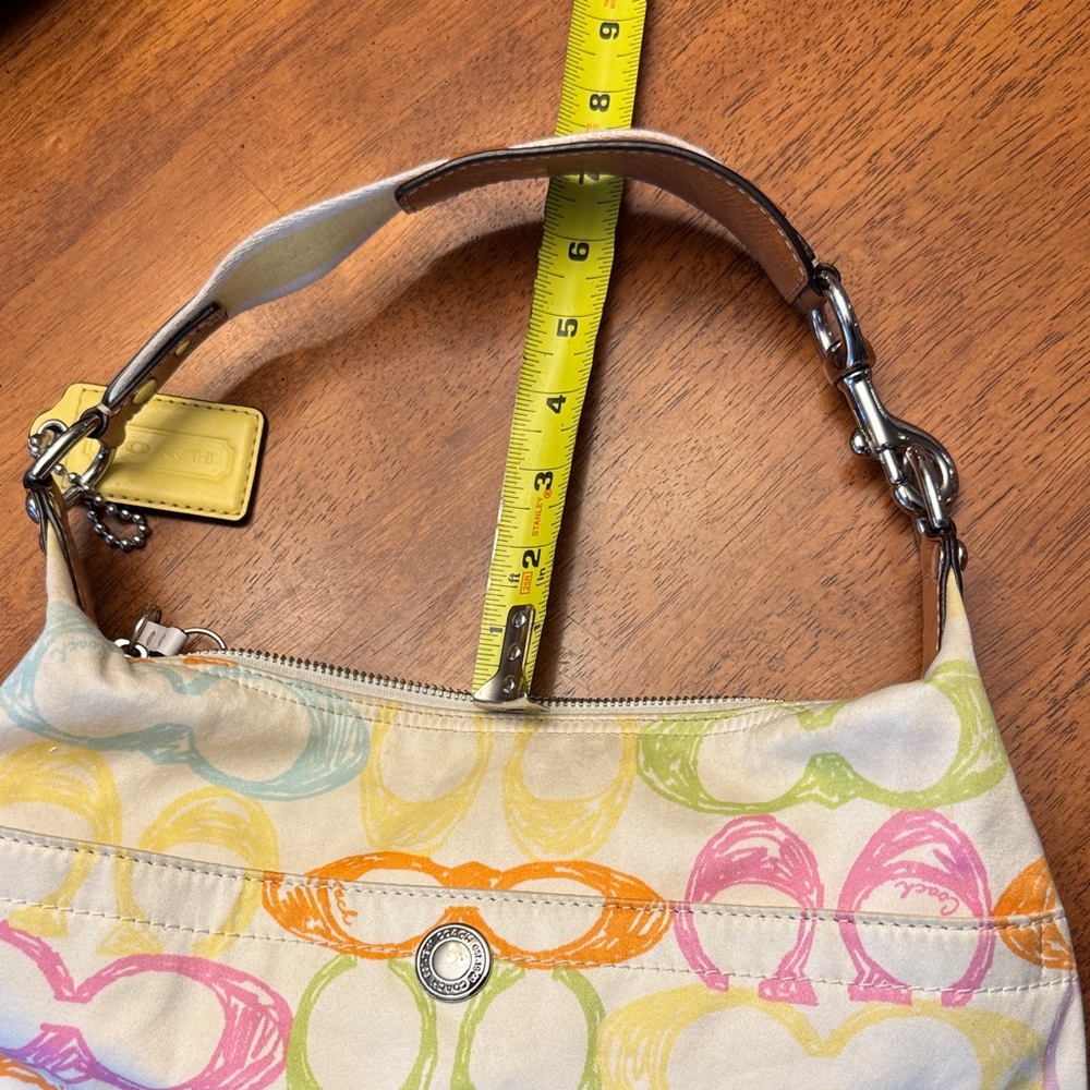 Coach Pastel Multicolor Canvas Wristlet with Leather Strap - Picture 6 of 7